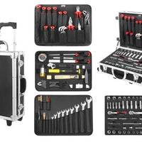 136Pc 1/4&3/8 Drive Aluminium Trolley Case Tool Set AMPRO - T45901