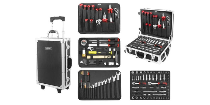 136Pc 1/4&3/8 Drive Aluminium Trolley Case Tool Set AMPRO - T45901