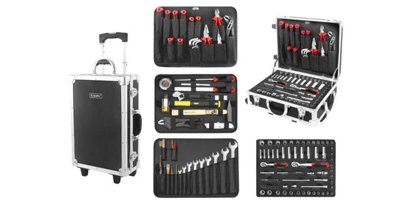 136Pc 1/4&3/8 Drive Aluminium Trolley Case Tool Set AMPRO - T45901