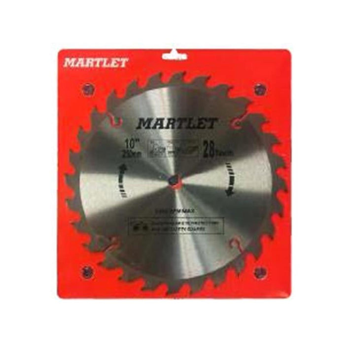 Martlet 10 Inch Saw Blade - 28 Teeth Carbide Tipped for Table Saws