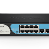 BDCOM 8-Port 100M PoE Switch (8-Port 100M PoE + 2-Port GE RJ45) 90W PoE Budget-BDCOM-S1200-8P2G