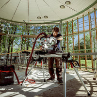 Metabo KSU 251 Mitre Saw Stand: Portable, Adjustable, Folding. Heavy Duty Saw Stand w/ Wheels