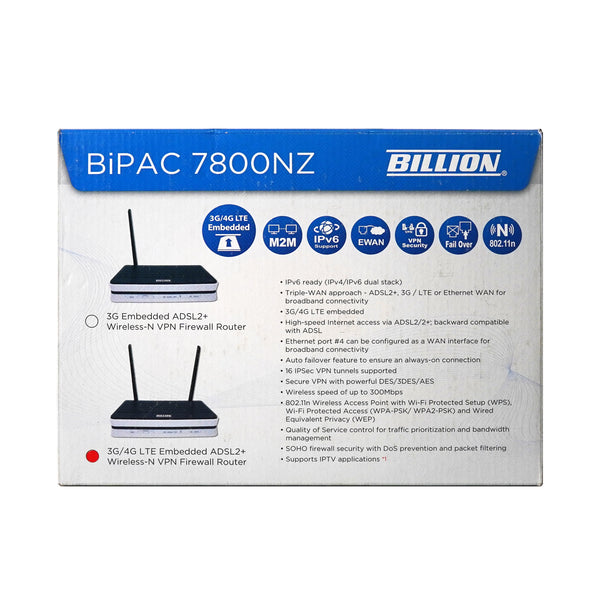 BILLION B-7800NZ-4G Wi-Fi DSL Modem Router | SST-BIL-4G