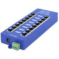 Passive POE Injector Hub, 8 Port, Gigabit, Blue