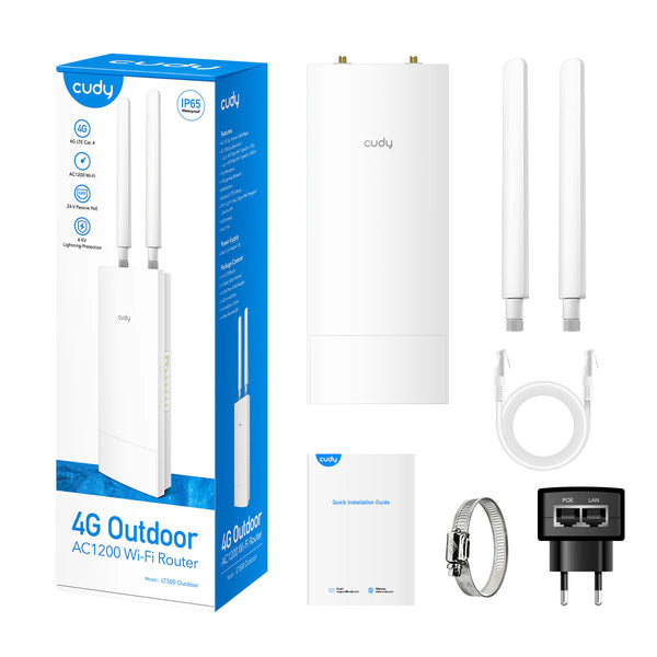 Cudy 4G Dual Band 1200Mbps WiFi 5 Outdoor LTE4 Router | LT500 Outdoor