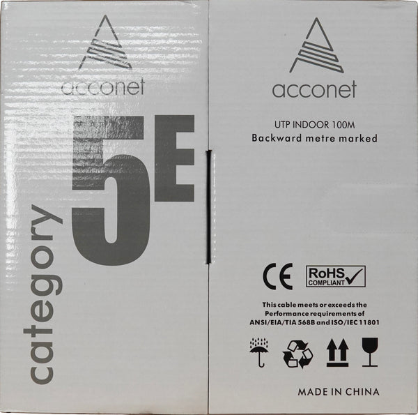 Acconet CAT5e Indoor Ethernet Cable 100m White CCA UTP Pull Box | CAT5-100