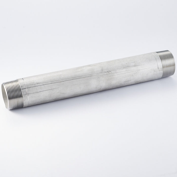 Metal Pipe Nipple - Threaded Stainless Steel Plumbing Fitting - Industrial & Home Use