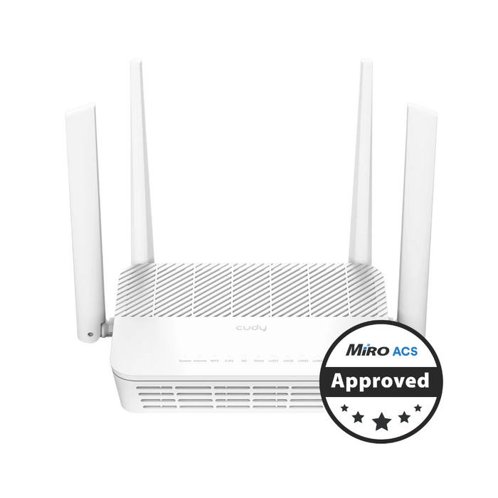 Cudy Dual Band WiFi 6 3000Mbps 5dBi Gigabit Mesh Router White | WR3000S-CUDY-WR3000S