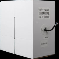 Essential CAT5 UV Outdoor Ethernet Cable 100m Black Solid Copper SF/TP Pull Box | CAT5U-100-GEN-SC