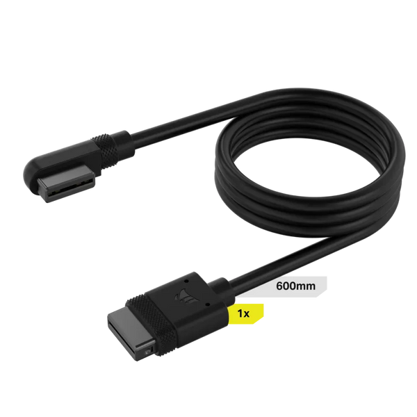 Corsair iCUE LINK Cable; 1x 600mm with Straight/Slim 90° connectors; Black-CL-9011122-WW