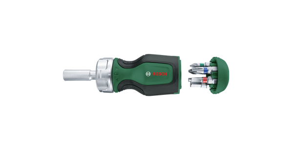 Bosch Stubby Ratchet Screwdriver With 6 Bits (Magazine 1) - 1600A027PK