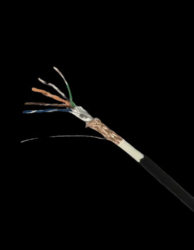 CAT5e Ethernet Cable: Shielded, Copper Wire, Outdoor UV Protected - Black Cable with Exposed Wiring
