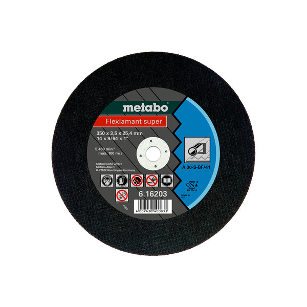 Metabo Flexiamant Super Cutting Disc 350mm for Steel: Abrasive Wheel - Size 350x3.5x25.4mm, High Cutting Output.