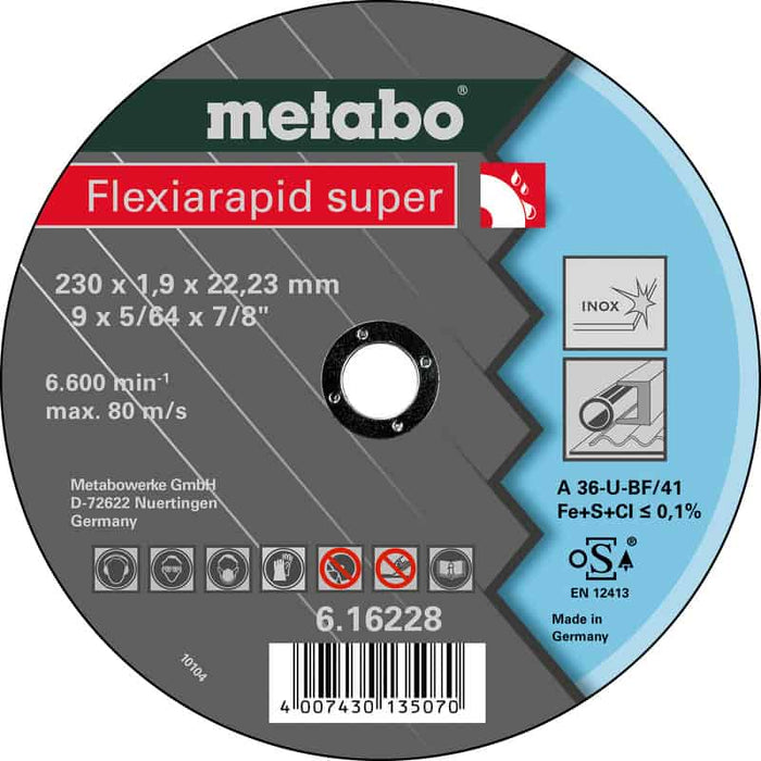 Metabo Flexiarapid Super INOX Cutting Disc 230mm - Stainless Steel