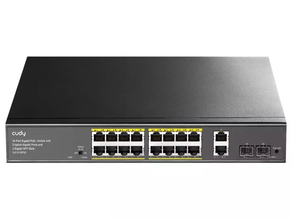 Cudy 16 Port Gigabit, PoE 180W, 2SFP Switch | GS1018PS2