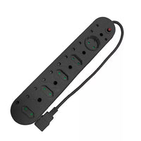 Acconet 10-Way Multiplug 5x 16A SA, 4x 5A 2-Pin, 1x Round 5A, Black | AC-MPLUG-IEC-10-B