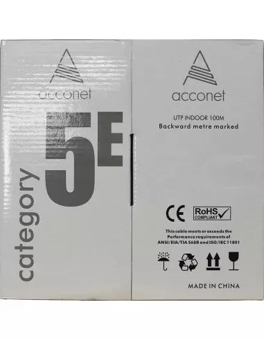 Acconet CAT5e Indoor Ethernet Cable 100m White Solid Copper UTP Pull Box | CAT5-100-SC