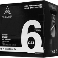 Acconet CAT6 Indoor Ethernet Cable 100m White Solid Copper UTP Pull Box | CAT6-100-SC-CAT6-100-SC