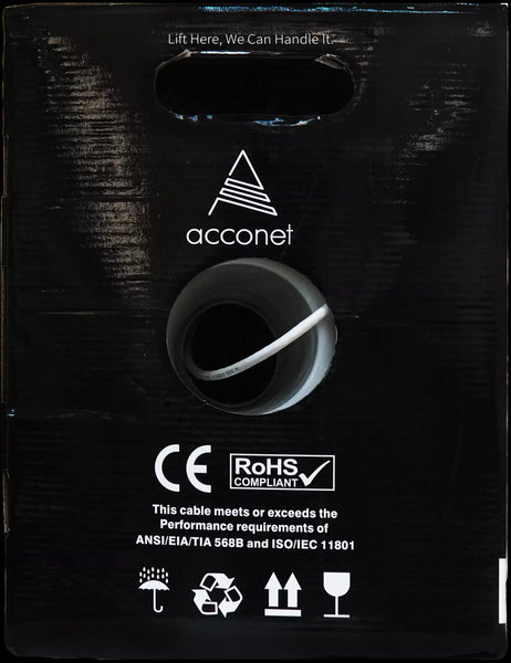 Acconet CAT6 Indoor Ethernet Cable 305m White Solid Copper UTP Pull Box | CAT6-305-SC