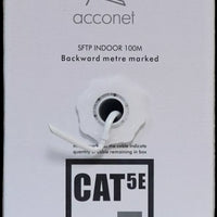 Acconet CAT5e Indoor Ethernet Cable 100m White Solid Copper STP Pull Box | CAT5-100-SC-STP