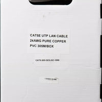 Essential CAT5e Indoor Ethernet Cable 305m Grey Solid Copper UTP Pull Box | CAT5-305-GEN-SC