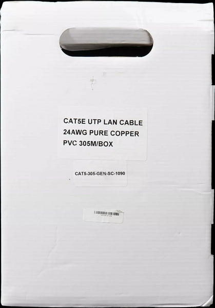 Essential CAT5e Indoor Ethernet Cable 305m Grey Solid Copper UTP Pull Box | CAT5-305-GEN-SC
