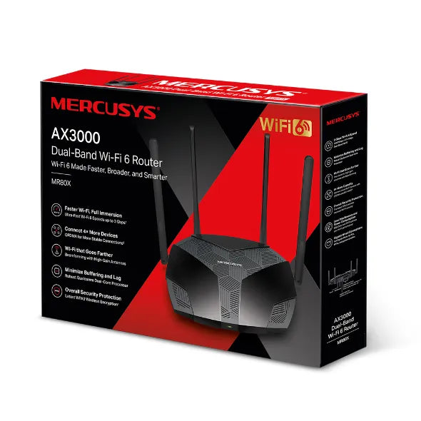 Mercusys AX3000 Wi-Fi 6 Mesh Router | MRC-MR80X-MRC-MR80X