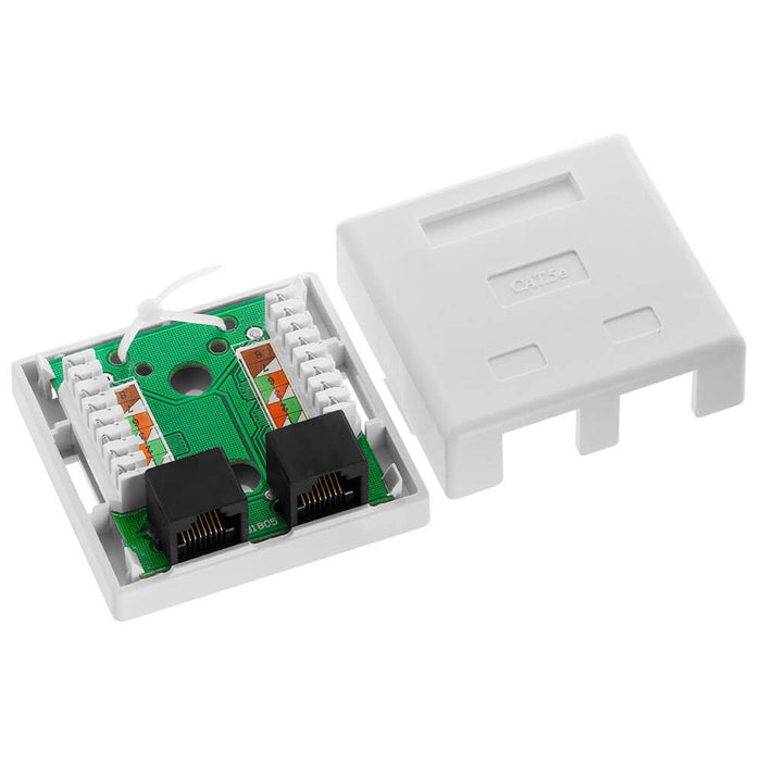 ACCONET CAT5E Double RJ45 Wall Box - Ethernet LAN Port Termination. Network Cable Connector