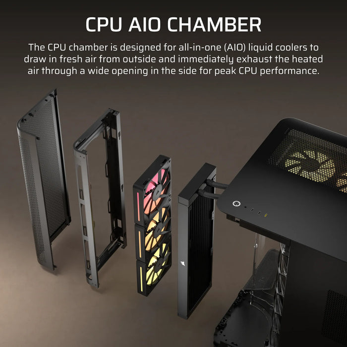 AIR 5400 LX-R RGB iCUE LINK Triple Chamber Mid-Tower PC Case ;3x Fans included;2x 2.5'' ; 1x 3.5'';  Black
