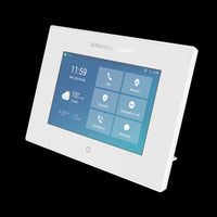 Grandstream GSC3574: Touch Screen Intercom & Facility Control Station. Call, Monitor, Away, Messages, SOS, Door, Files, Apps, Settings.