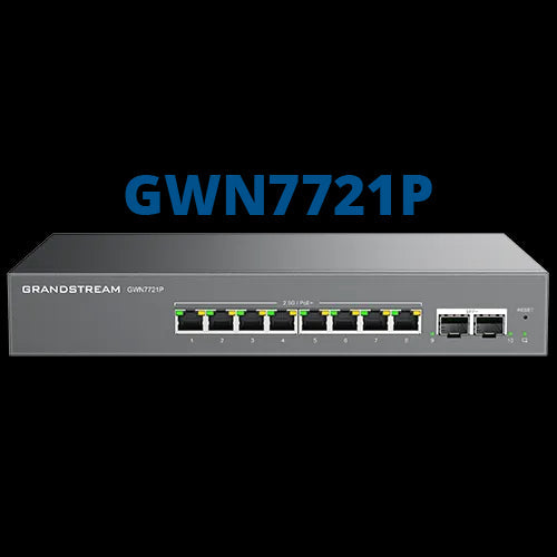 Grandstream Enterprise 8 port Lite Cloud Managed 2.5GbE PoE Switch | GWN7721P-GS-GWN7721P