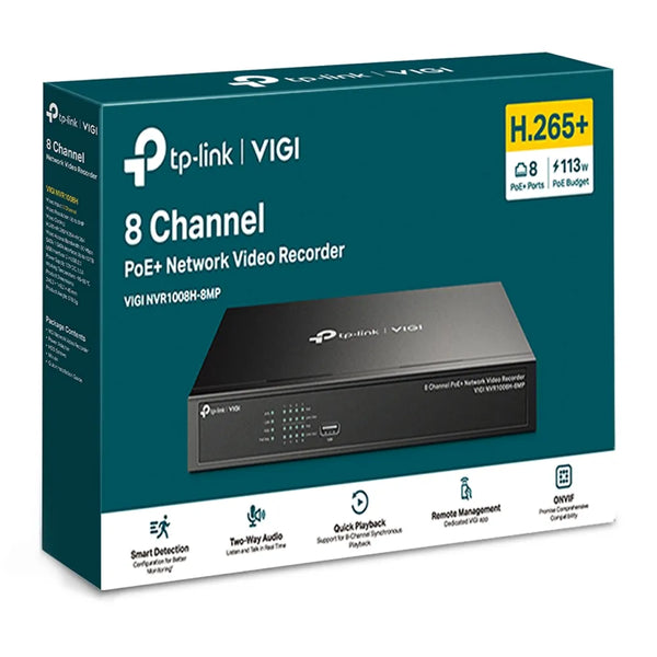 TP-Link VIGI NVR1008H 8-Channel 8MP PoE+ NVR | NVR1008H-8MP-TP-VIGI-NVR1008H-8MP