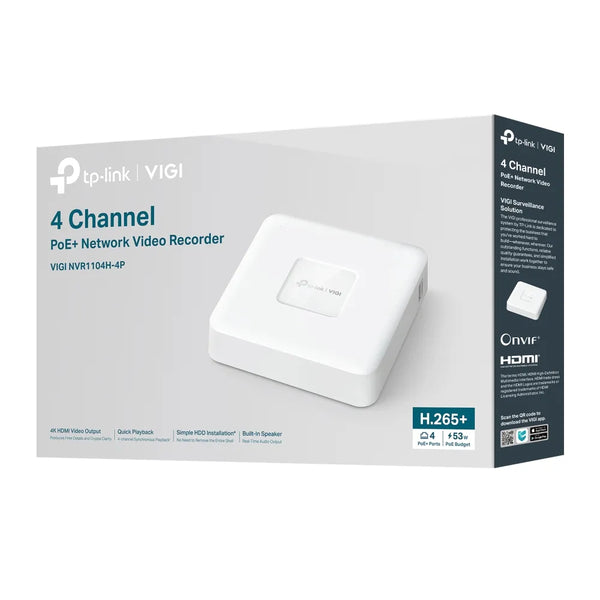 TP-Link VIGI 4-Channel PoE+ NVR | NVR1104H-4P-TP-VIGI-NVR1104H-4P