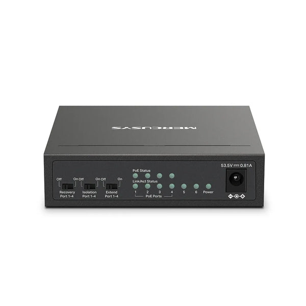 Mercusy 6-Port 10/100 Mbps Desktop Switch with 4-Port PoE+ | MS106LP-MRC-MS106LP