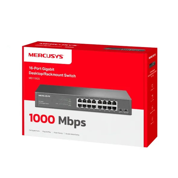 Mercusy 16-Port Gigabit Desktop/Rackmount Switch | MS116GS-MRC-MS116GS