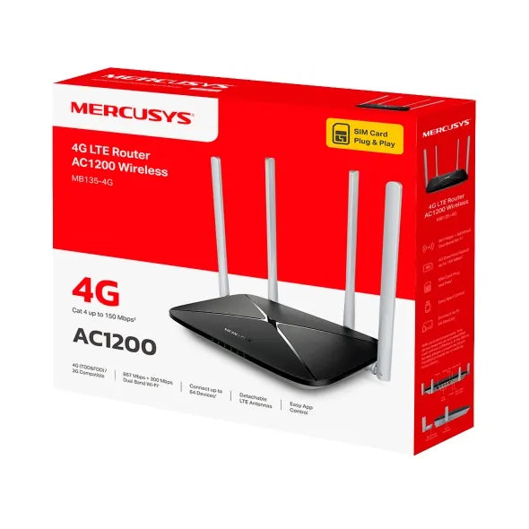 Mercusys AC1200 Wi-Fi 4G LTE Router | MB135-4G-MRC-MB135-4G