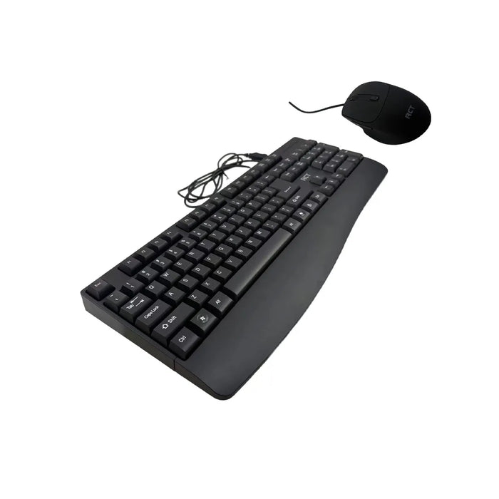 RCT Wired USB Keyboard & Mouse Combo | 104-Key Membrane Keyboard | AI Tool Key | Optical Mouse; 1000-3200 DPI RCT Peripherals
