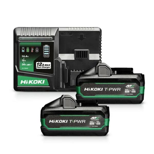 Hikoki | MV Super Rapid Charger Set, 2x HiKOKI T–PWR Battery 36V 4.0Ah/18V 8.0Ah - UC36YSL2 - UC36YSL2WAZ