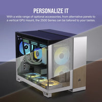 2500D Airflow White Mid-Tower Dual Chamber PC Case; 2x 3.5'' |  2x 2.5'' Drive Bays; Up to 360mm Radiator compatible