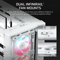 FRAME 4000D LCD RS ARGB Premium Mid-Tower PC Case; Includes 4x RS120 PWM ARGB Fans; XENEON EDGE; White.