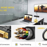 UGREEN DVI to HDMI Cable Adapter 15cm | Male to Female | 1080p Full HD – Black-20118-20118