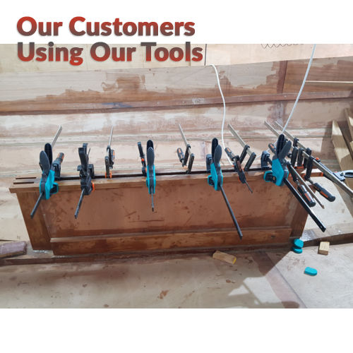 Wolfcraft EHZ Easy One-Hand Clamps in use for woodworking. Wood Clamping Project