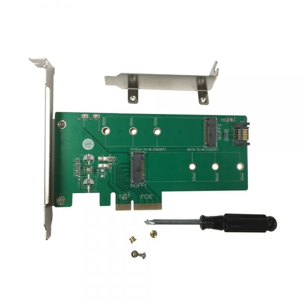 Vantec M.2 NVMe + M.2 SATA SSD PCIe X4 Adapter