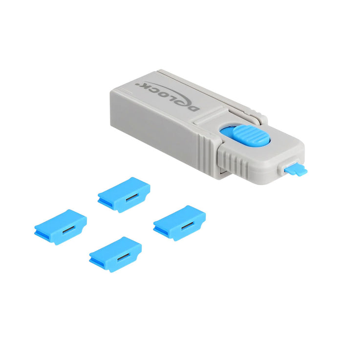 DELOCK 20924 HDMI 4-PIECE PORT BLOCKER SET FOR HDMI FEMALE PORTS AND LOCK TOOL - DELOCK-20924