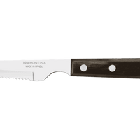 Tramontina Steak Knife - Serrated Edge, Brown Handle. Restaurant/Home Dining. Sharp Blade for Steak. Made in Brazil