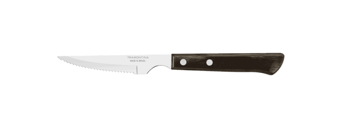 Tramontina Steak Knife - Serrated Edge, Brown Handle. Restaurant/Home Dining. Sharp Blade for Steak. Made in Brazil