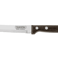 Tramontina Serrated Steak Knife 5 inch - Polywood Handle, Stainless Steel Blade - BBQ & Dining Knife