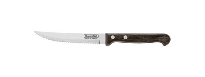Tramontina Serrated Steak Knife 5 inch - Polywood Handle, Stainless Steel Blade - BBQ & Dining Knife