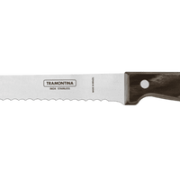 Tramontina Bread Knife with Serrated Stainless Steel Blade and Wood Handle