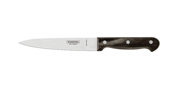 Tramontina 6 inch Butcher Knife - Stainless Steel Blade, Brown Wood Handle. Kitchen knife for cutting & slicing.
